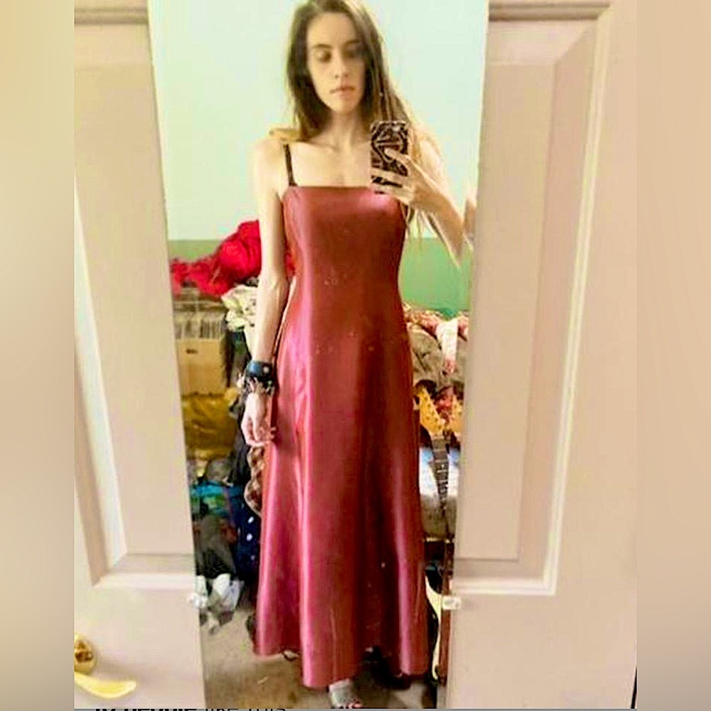 Y2K Stunning Vamp Goth Hollywood Glam Shimmer Evening Formal Prom Dress - Picture 7 of 10